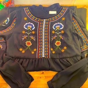 Altar’d State Black Floral Embroidered Party Dress